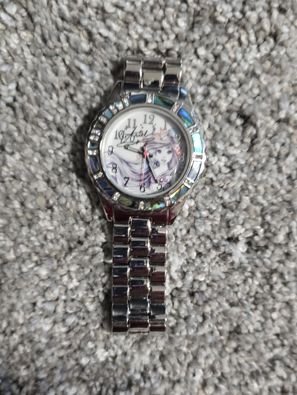 Disney Silver-Tone Ariel Bracelet Watch with Iridescent Accents